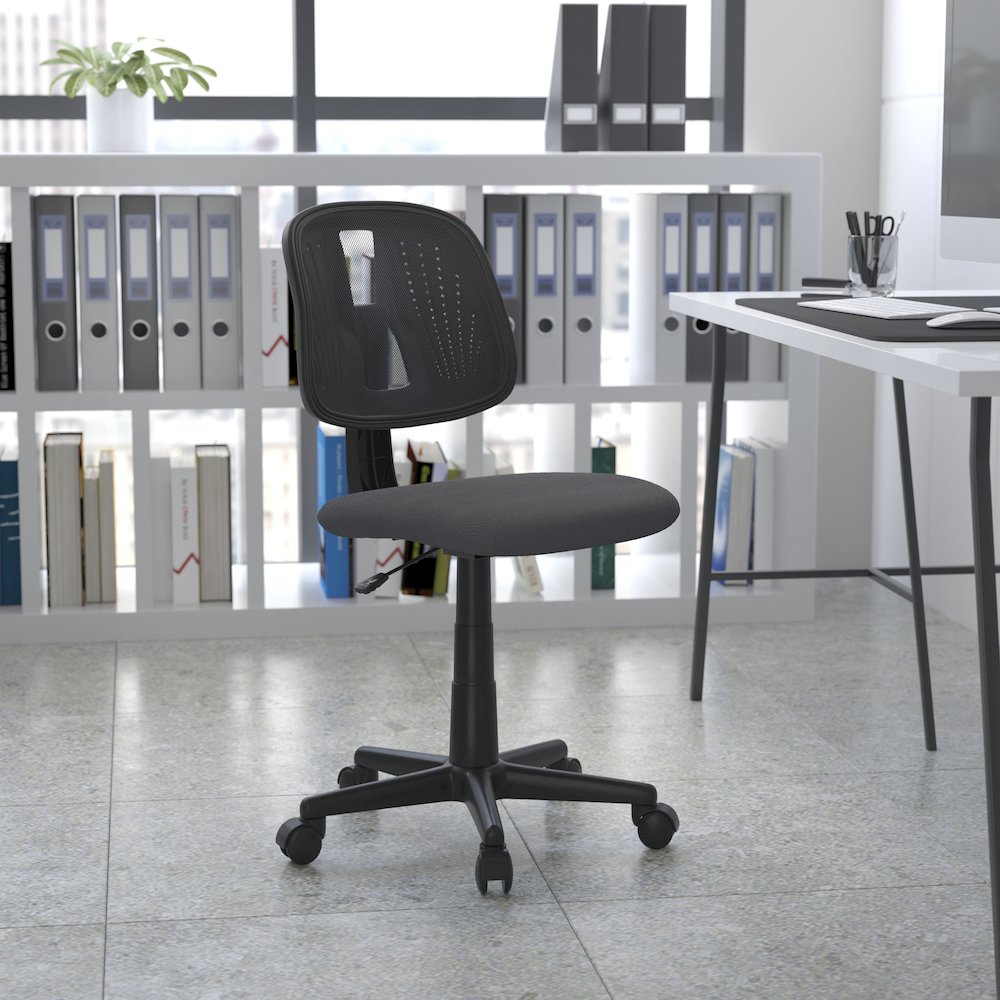 Fundamentals Mid-Back Gray Mesh Swivel Task Office Chair with Pivot Back
