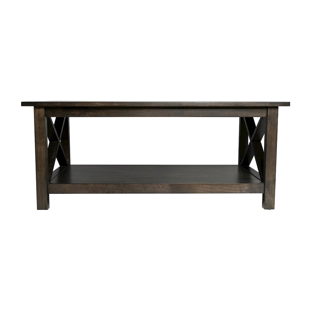 Farmhouse Style Coffee Table with X-Frame Design, Dark Gray