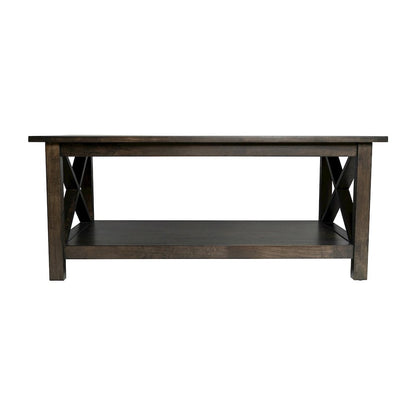 Farmhouse Style Coffee Table with X-Frame Design, Dark Gray