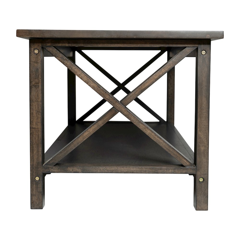 Farmhouse Style Coffee Table with X-Frame Design, Dark Gray