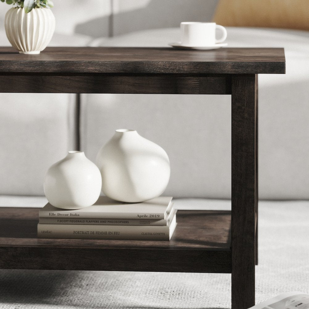 Farmhouse Style Coffee Table with X-Frame Design, Dark Gray