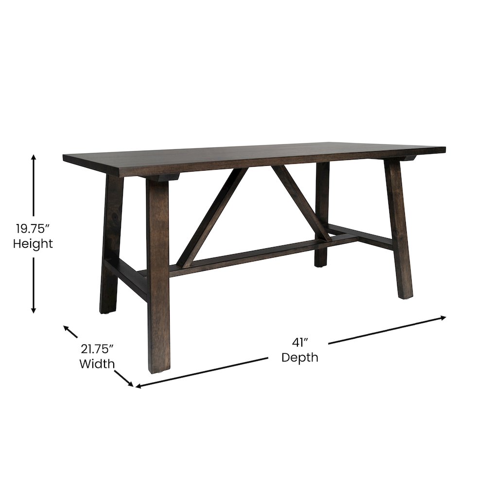 Eli Solid Wood Farmhouse Coffee Table, Trestle Style Accent Table in Dark Gray