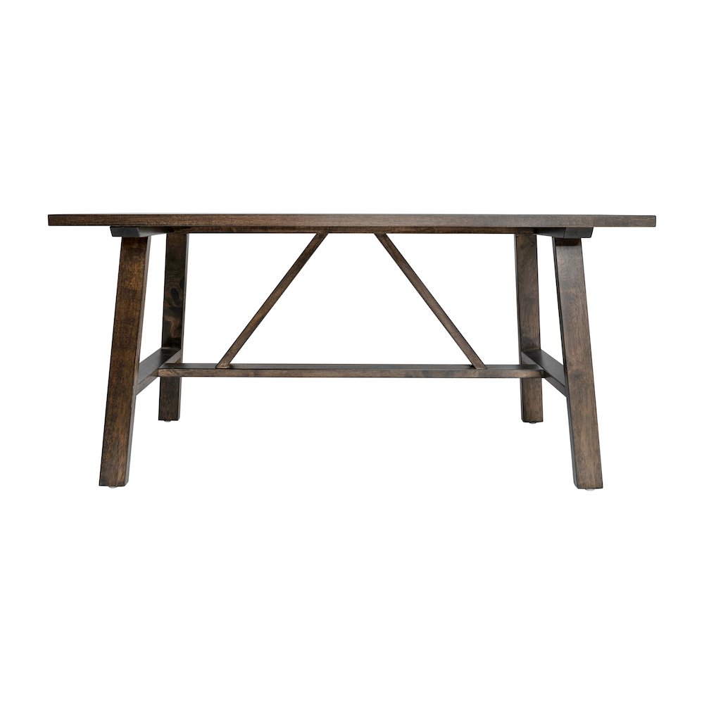 Eli Solid Wood Farmhouse Coffee Table, Trestle Style Accent Table in Dark Gray