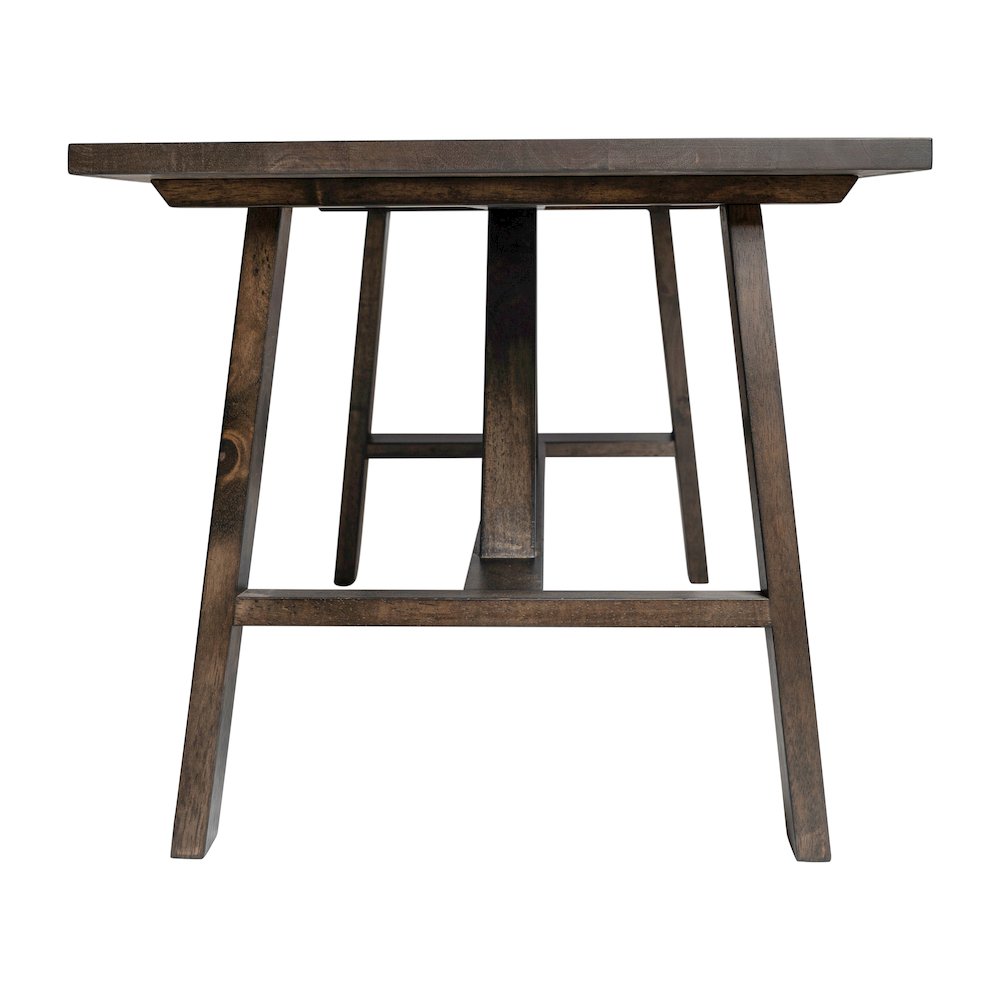 Eli Solid Wood Farmhouse Coffee Table, Trestle Style Accent Table in Dark Gray