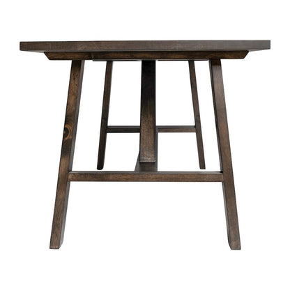 Eli Solid Wood Farmhouse Coffee Table, Trestle Style Accent Table in Dark Gray