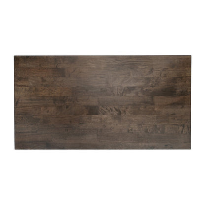 Eli Solid Wood Farmhouse Coffee Table, Trestle Style Accent Table in Dark Gray