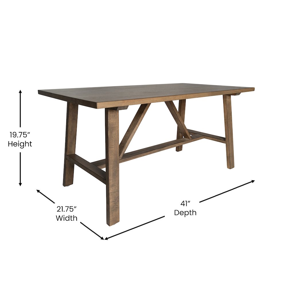 Solid Wood Farmhouse Coffee Table, Trestle Style Accent Table in Rustic Brown