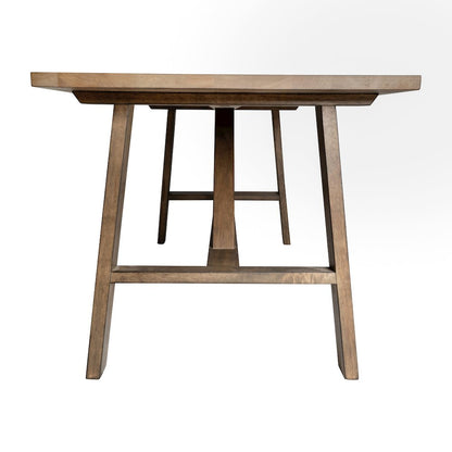 Solid Wood Farmhouse Coffee Table, Trestle Style Accent Table in Rustic Brown