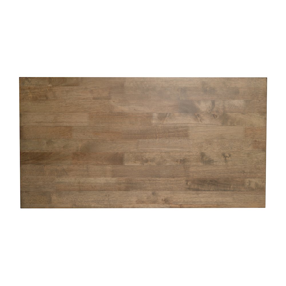 Solid Wood Farmhouse Coffee Table, Trestle Style Accent Table in Rustic Brown