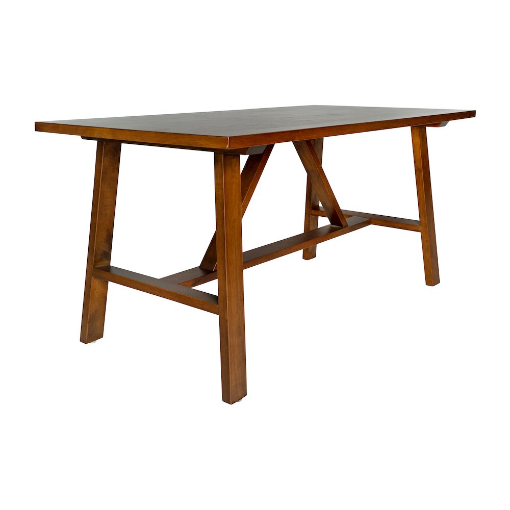 Eli Solid Wood Farmhouse Coffee Table, Trestle Style Accent Table in Walnut