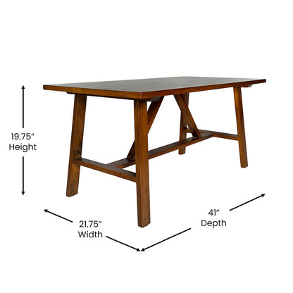 Eli Solid Wood Farmhouse Coffee Table, Trestle Style Accent Table in Walnut