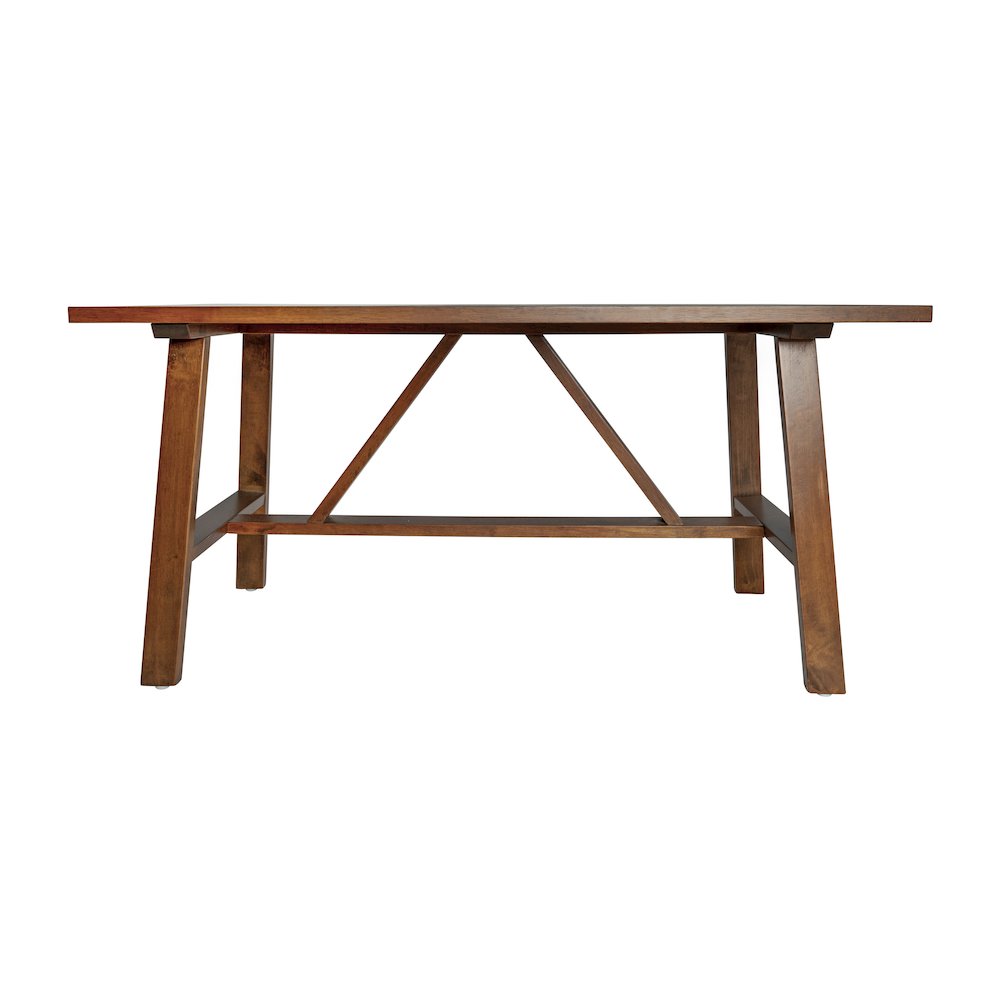 Eli Solid Wood Farmhouse Coffee Table, Trestle Style Accent Table in Walnut
