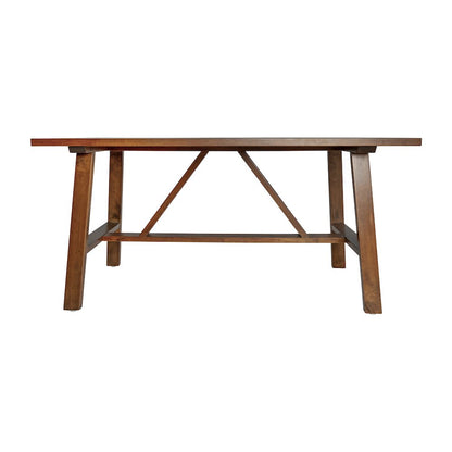 Eli Solid Wood Farmhouse Coffee Table, Trestle Style Accent Table in Walnut