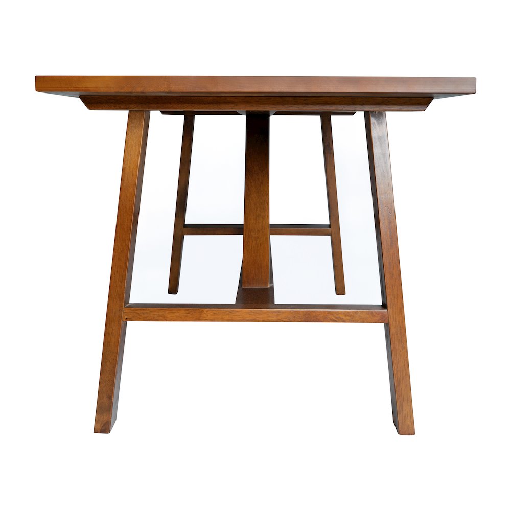 Eli Solid Wood Farmhouse Coffee Table, Trestle Style Accent Table in Walnut