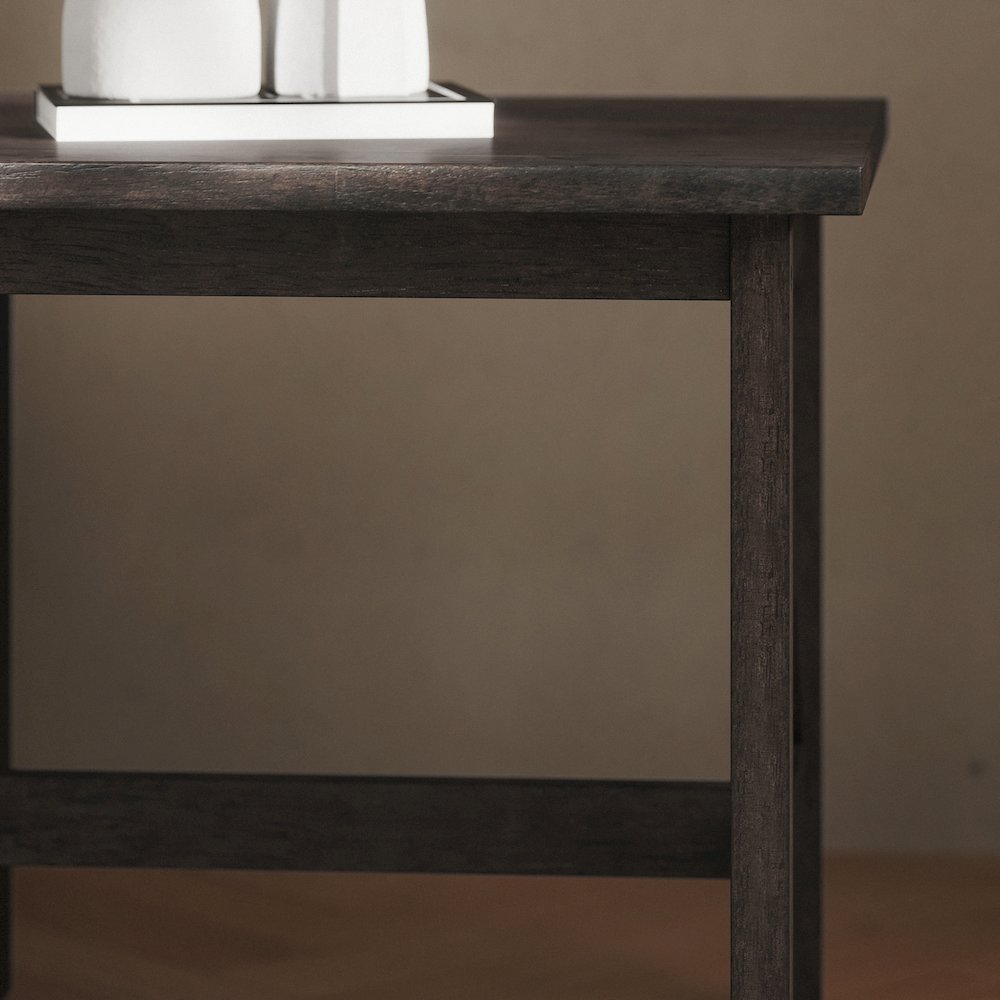 Farmhouse Style Solid Wood End Table with Traditional X-Frame Design, Dark Gray