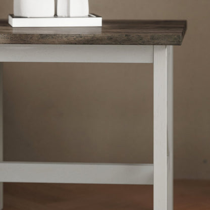 End Table with X-Frame Design, Acacia Gray Top/Rustic White Frame