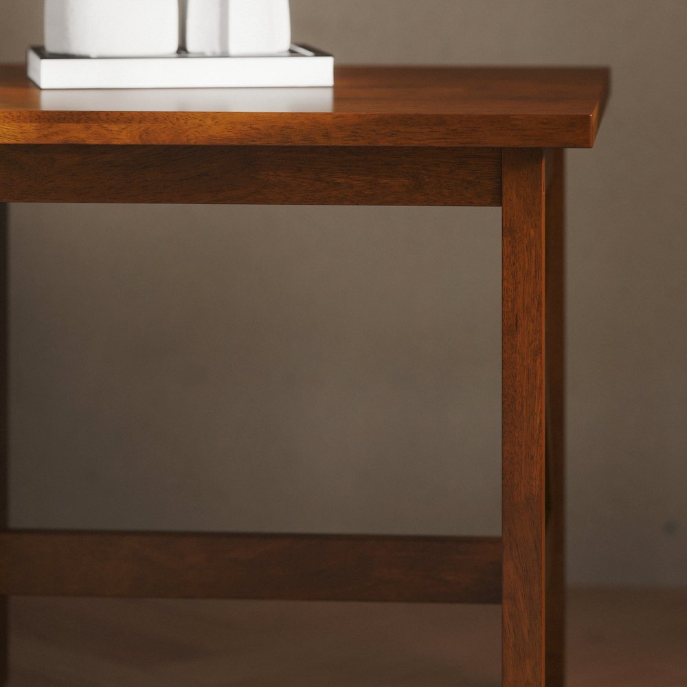 Farmhouse Style Solid Wood End Table with Traditional X-Frame Design in Walnut