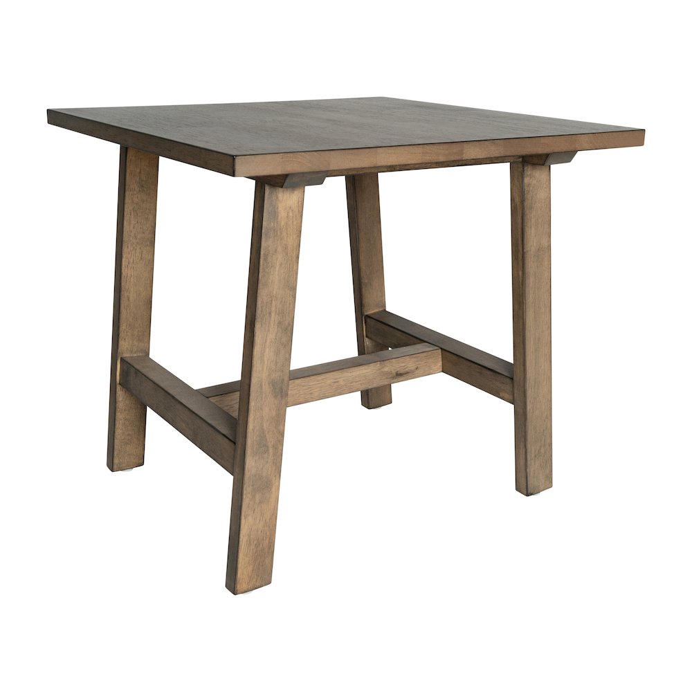 Eli Solid Wood Farmhouse End Table, Trestle Style Accent Table in Rustic Brown