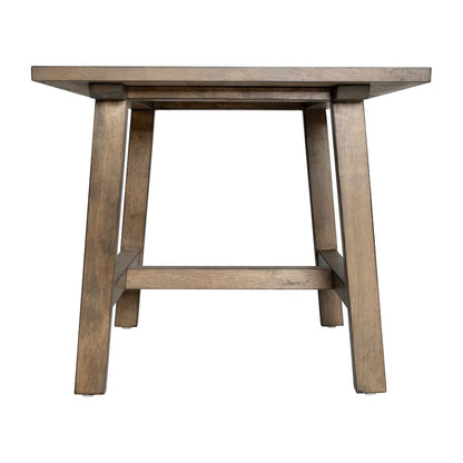 Eli Solid Wood Farmhouse End Table, Trestle Style Accent Table in Rustic Brown
