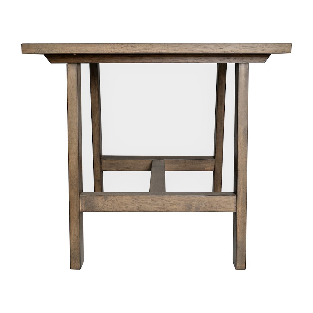Eli Solid Wood Farmhouse End Table, Trestle Style Accent Table in Rustic Brown