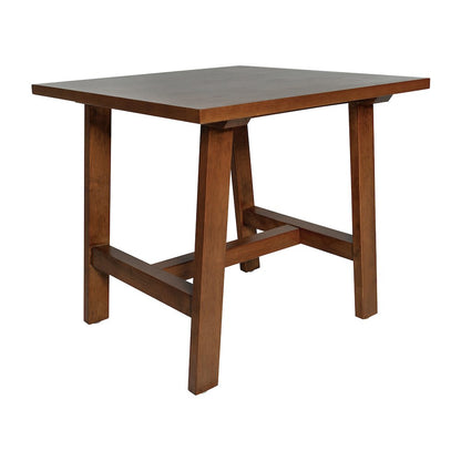 Eli Solid Wood Farmhouse End Table, Trestle Style Accent Table in Walnut