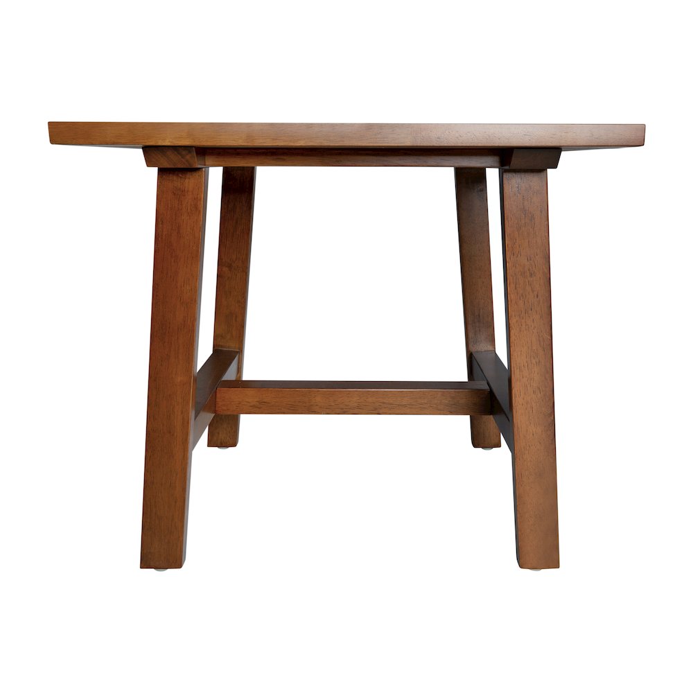 Eli Solid Wood Farmhouse End Table, Trestle Style Accent Table in Walnut