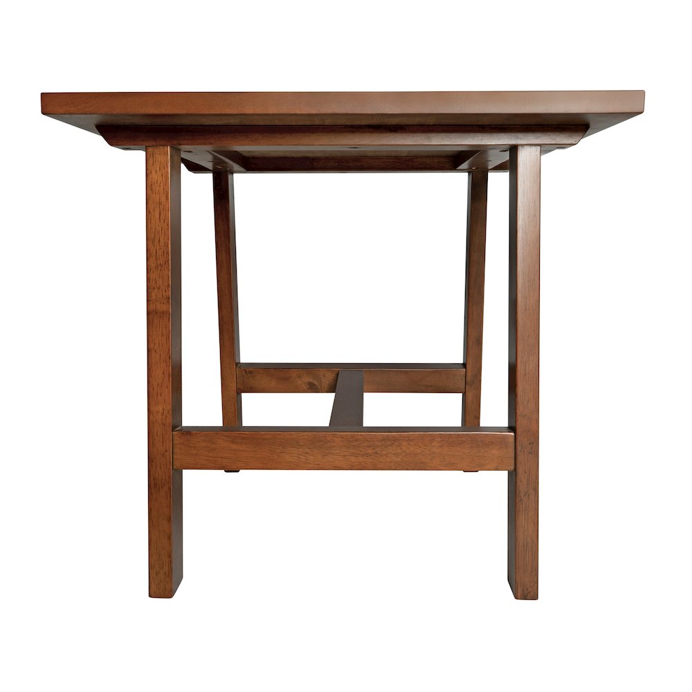 Eli Solid Wood Farmhouse End Table, Trestle Style Accent Table in Walnut