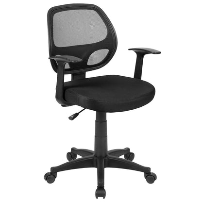Mid-Back Black Mesh Swivel Ergonomic Task Office Chair with T-Arms - Desk Chair, BIFMA Certified
