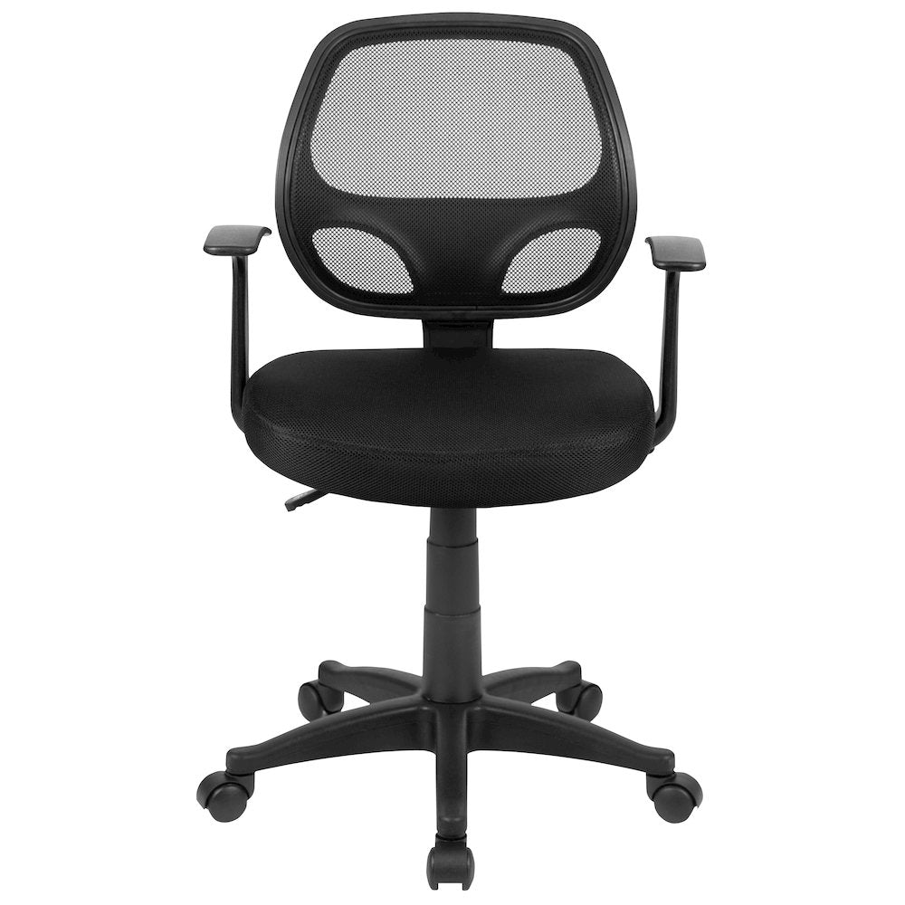 Mid-Back Black Mesh Swivel Ergonomic Task Office Chair with T-Arms - Desk Chair