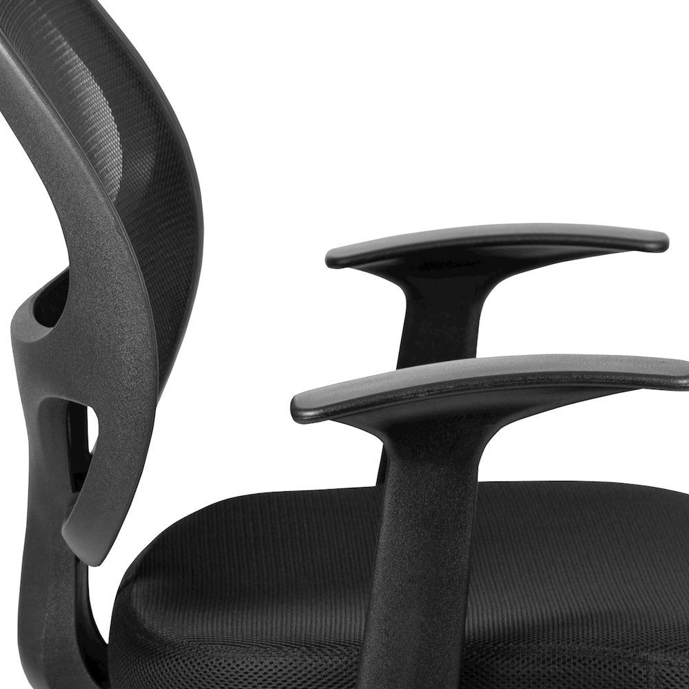 Mid-Back Black Mesh Swivel Ergonomic Task Office Chair with T-Arms - Desk Chair
