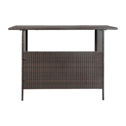 Marco Indoor/Outdoor Patio Wicker Rattan Bar Counter Table with 2 Shelves, Brown