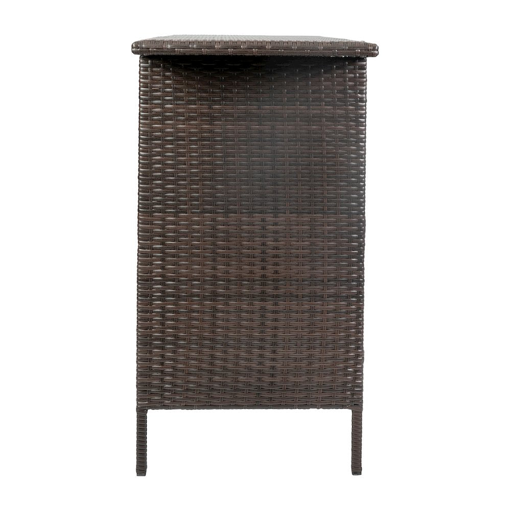 Marco Indoor/Outdoor Patio Wicker Rattan Bar Counter Table with 2 Shelves, Brown