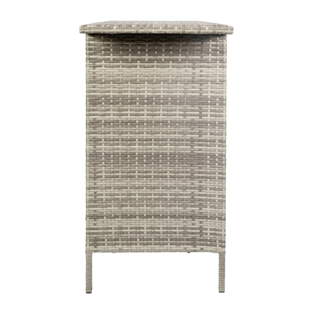 Marco Indoor/Outdoor Patio Wicker Rattan Bar Counter Table with 2 Shelves, Gray