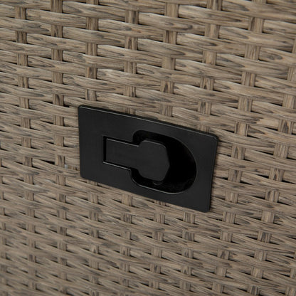 Patio Wicker Rattan Recliner Lounge Chair with Flip up Side Table, Beige/Brown