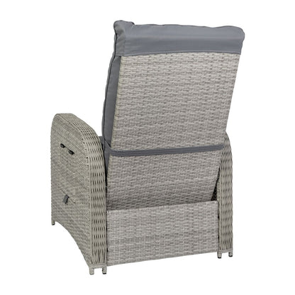 Nemo Patio Wicker Rattan Recliner Lounge Chair with Flip up Side Table, Gray