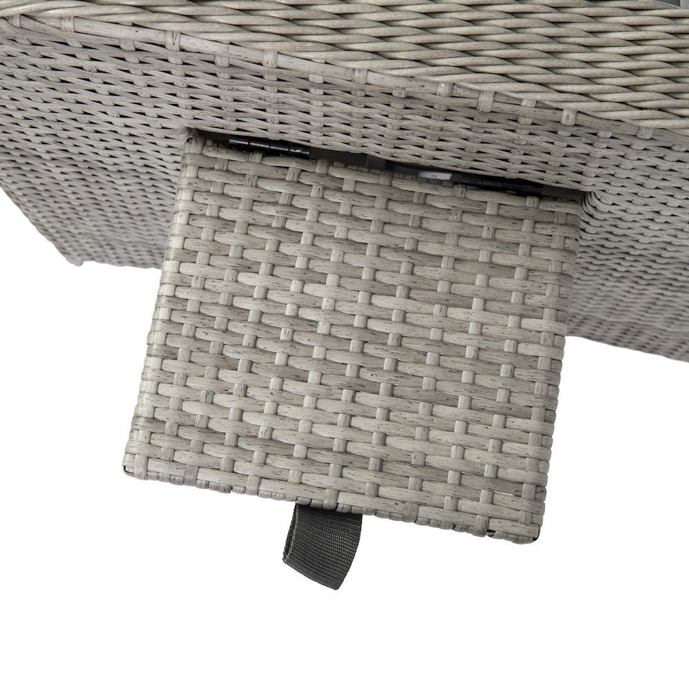 Nemo Patio Wicker Rattan Recliner Lounge Chair with Flip up Side Table, Gray