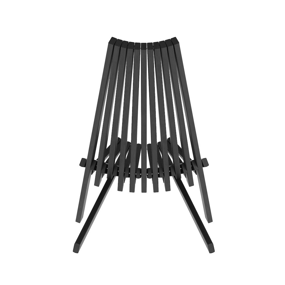 Folding Acacia Wood Chair, Low Profile Lounge for Patio, Porch, Garden, Black