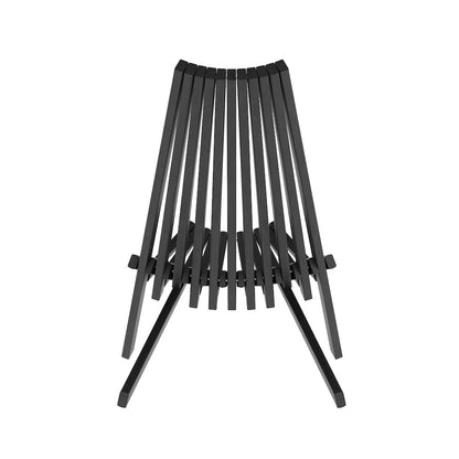 Folding Acacia Wood Chair, Low Profile Lounge for Patio, Porch, Garden, Black