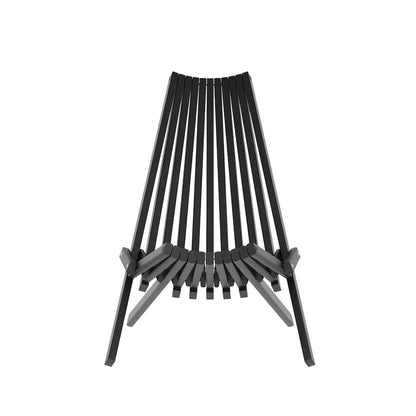 Folding Acacia Wood Chair, Low Profile Lounge for Patio, Porch, Garden, Black