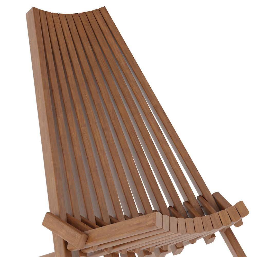 Folding Acacia Wood Chair, Low Profile Lounge for Patio, Porch, Garden, Brown