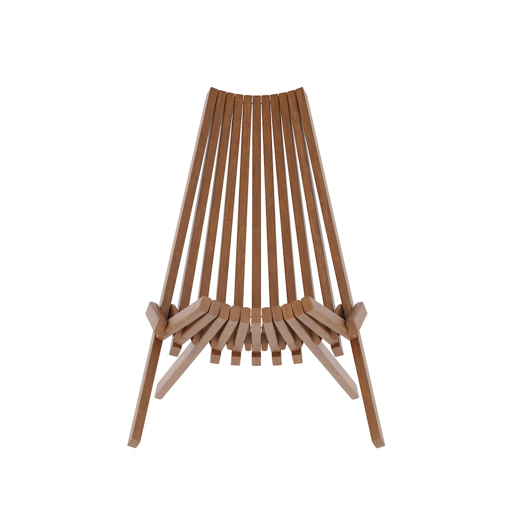 Folding Acacia Wood Chair, Low Profile Lounge for Patio, Porch, Garden, Brown