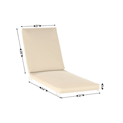 Water-Resistant, 72 x 21 x 3 in Outdoor Chaise Lounge Patio Cushion, Beige