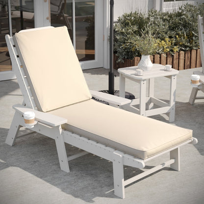 Water-Resistant, 72 x 21 x 3 in Outdoor Chaise Lounge Patio Cushion, Beige