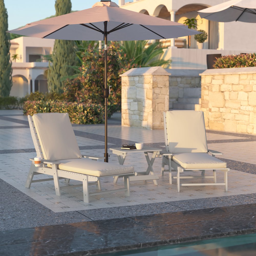 Water-Resistant, 72 x 21 x 3 in Outdoor Chaise Lounge Patio Cushion, Beige