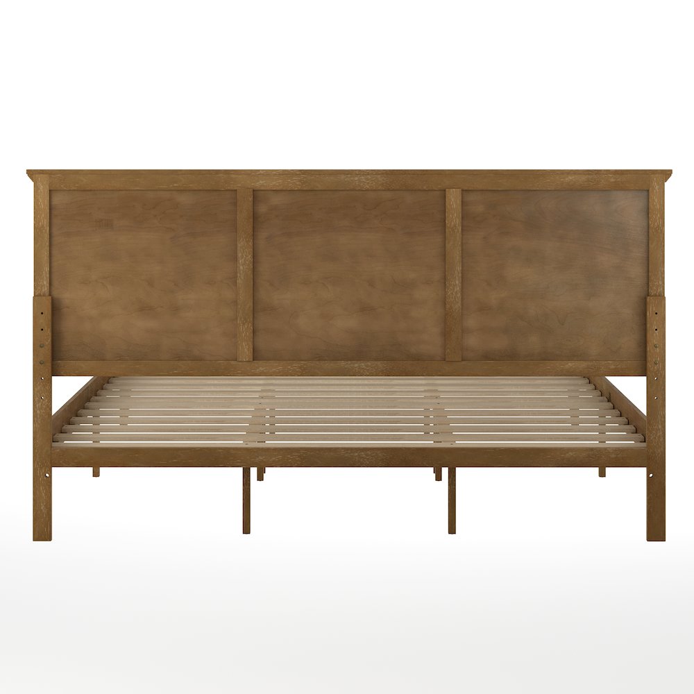King Size Solid Wood Platform Bed Frame, Light Brown