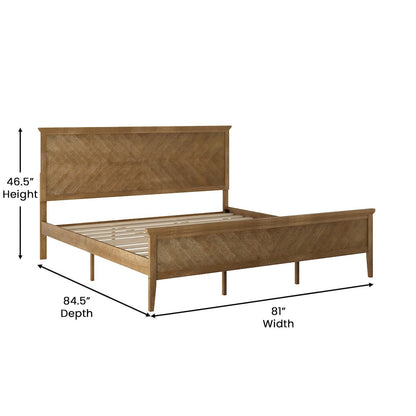 King Size Solid Wood Platform Bed Frame, Light Brown