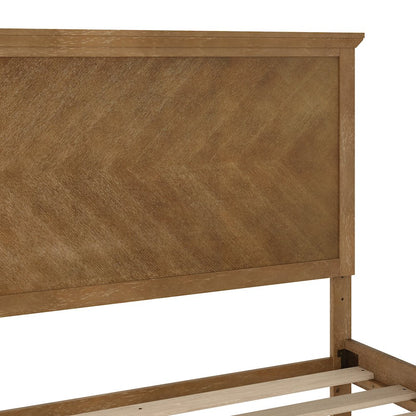 King Size Solid Wood Platform Bed Frame, Light Brown