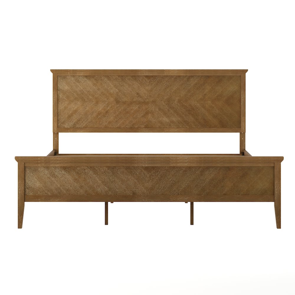 King Size Solid Wood Platform Bed Frame, Light Brown