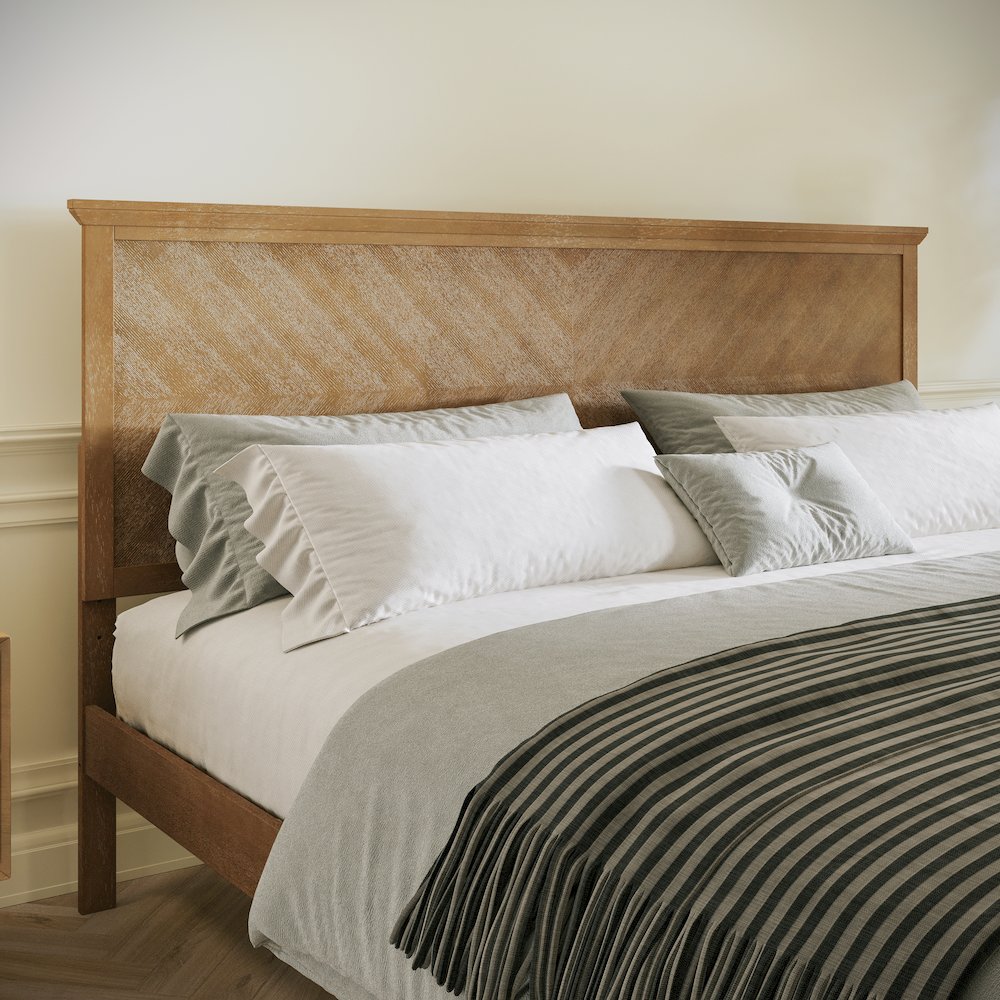 King Size Solid Wood Platform Bed Frame, Light Brown