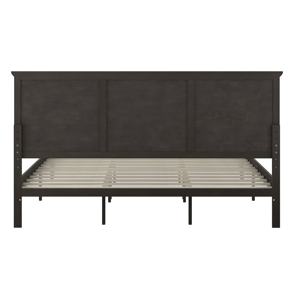 King Size Solid Wood Platform Bed Frame, Dark Gray